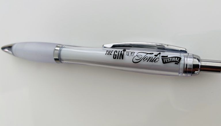 The Gin To My Tonic Branded Retractable Ballpoint Pen in black ink on a white background