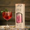 Fox's Kiln Pink Gin bottle in packaging with perfect serve
