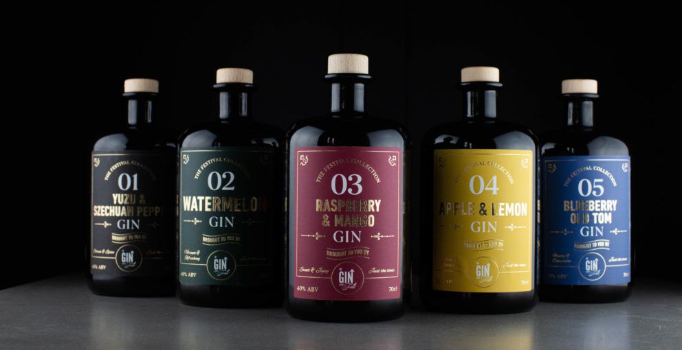 The Gin To My Tonic - The Festival Collection 5 bottle Bundle on black background